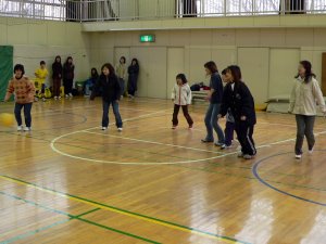 親子でドッジ